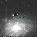 Снимок галактики NGC 7793 с указанием на место вспышки сверхновой 2008 bk